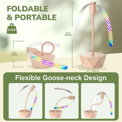 Portable Battery Powered Fly Fans for Tables Up to 15 Hours Working Time, 4-Pack Indoor Outdoor Food Fan with Flexible Goose-Neck Blades for Home Restaurant Party Picnic Patio BBQ, Lotus Pink