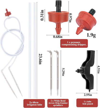 20 Pack Automatic Irrigation Dripper Stake Assembly, 1 GPH Irrigation Dripper Emitters for 2-Way 23.6 inch Irrigation tubing,Drip Emitters Bend Arrow Sprinklers for Garden Pots Irrigation Systems