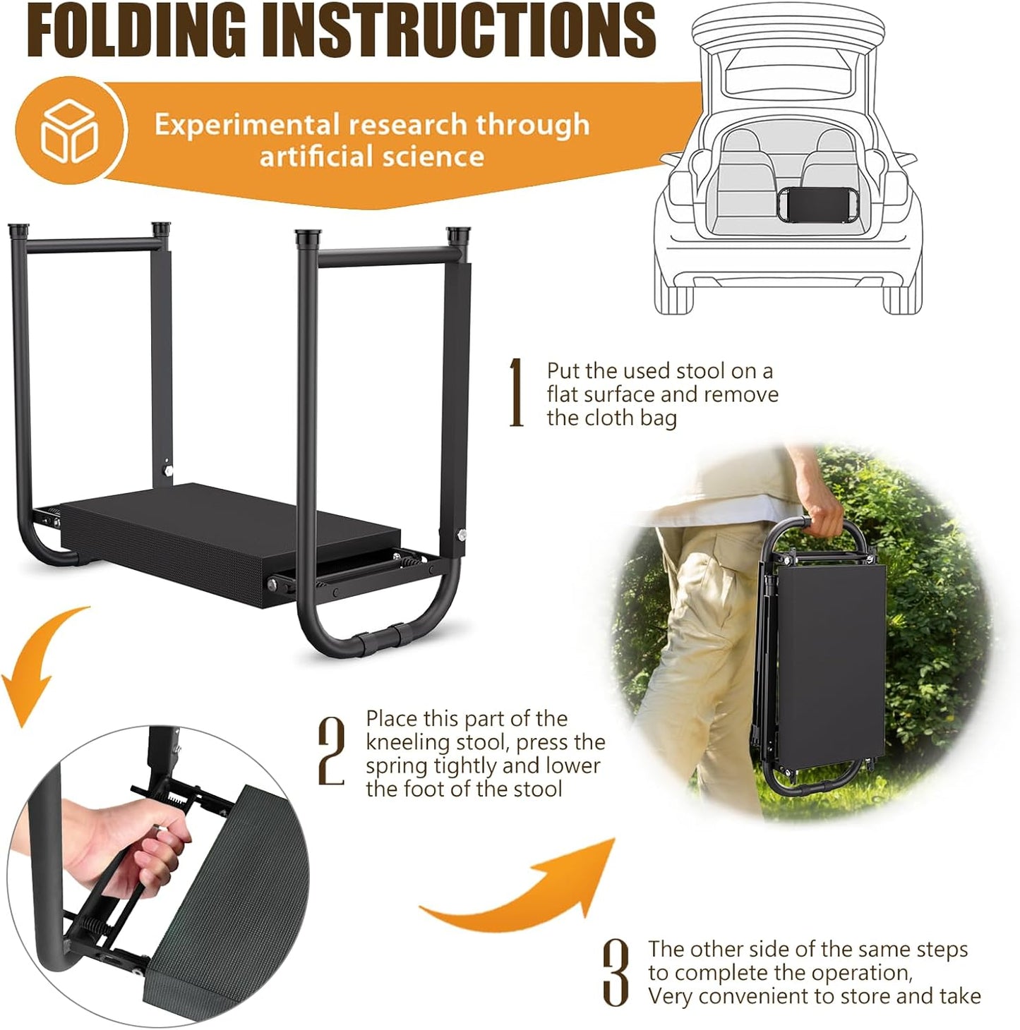 seasky Foldable Garden Kneeling and Seat, Anti-Tipping Garden Bench Widened Thick Soft Kneeling Pad, Heavy Duty Gardening Stool with Tool Bag,Gardening Gift for Women