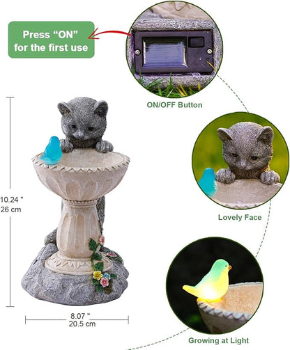 Cat Statues for Bird Bath: Outdoor Sculptures for Garden Lawn Patio Yard Balcony Porch - Unique Gifts for Mother Grandma Women