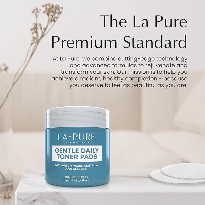 La Pure Korean Toner Pads With Witch Hazel - 100 Ct | Hydrating, Exfoliating Pads & Pore Care Korean Skincare - Gentle, Alcohol-Free, with Glycerin and Centella for Sensitive Skin by La Pure Cosmetics