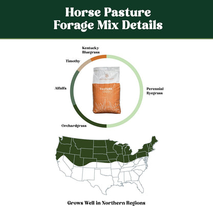 Nature's Seed Northern Horse Forage Mix, Equine Pasture Grass Seed Nutrition Blend, 10 lbs