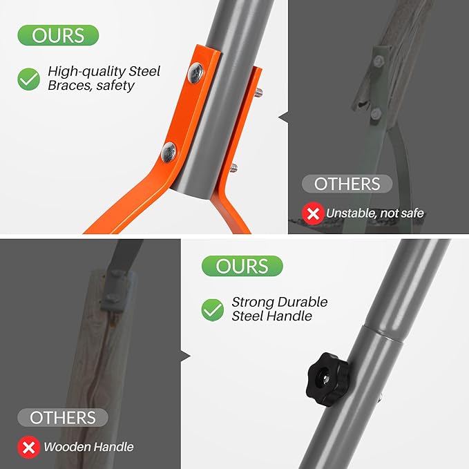 Walensee Weed Grass Cutter with Serrated Double-edged Sharp Blade Manual Grass Whip with 30 Inch Steel Handle Cut Overgrown Weeds Cutting Hand Tool Steel Sod Cutter for Garden, Yard, Field and Ditches