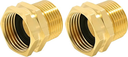 TAROSE 2 Pack Brass Garden Hose Adapter, 3/4” GHT Female x 3/4” NPT Male Connector, GHT to NPT Adapter Hose Fitting,Brass Garden Hose to Pipe Fittings Connect