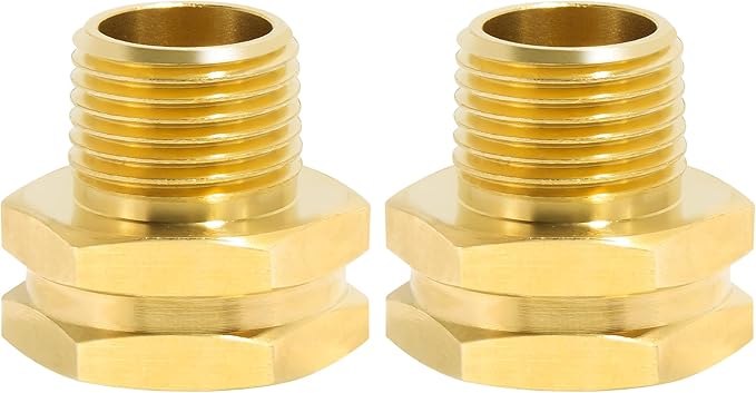 TAROSE 2 Pack Brass Garden Hose Adapter, 3/4” GHT Female x 1/2” NPT Male Connector, GHT to NPT Adapter Brass Hose Fitting,Brass Garden Hose to Pipe Fittings Connect