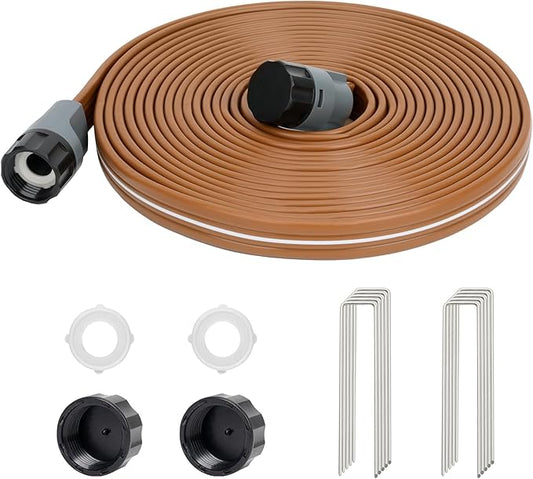 LINEX Sprinkler Soaker Hose 30 ft for Garden, Watering Hose with Holes, High-Efficiency Sprinklers System for Lawn and Garden with Staples