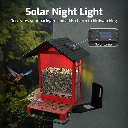 All-Metal Bird Feeder, Wall & Pole Mountable, 2.4L Large Capacity, Heavy-Duty Chew-Proof & Weather-Resistant Design, Easy to Clean & Fill, Attracts Wild Birds for Backyard & Garden