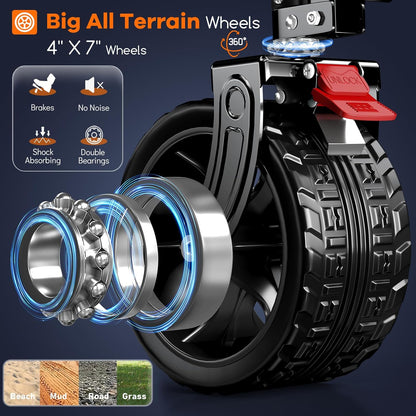 48" L Collapsible Wagon Cart Foldable, 560lbs Weight Capacity 300L Heavy Duty Folding Beach Wagons with Big All-Terrain Wheels, Utility Carts for Groceries, Shopping, Camping, Sports - Grey&Black