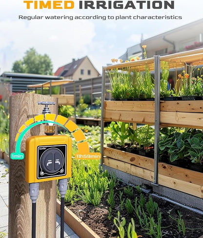 RAINPOINT WiFi Water Timer with Brass Inlet, 2 Outlets Sprinkler Timer,Automatic Irrigation System Controller, APP & Voice Control, Irrigation by Weather/Quantity/Soil Moisture