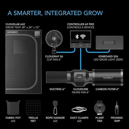 AC Infinity Advance Grow System 2x4, 2-Plant Kit, WiFi-Integrated Grow Tent Kit, Automate Ventilation, Circulation, Schedule Full Spectrum Samsung LM301H LED Grow Light, 2000D Mylar Tent