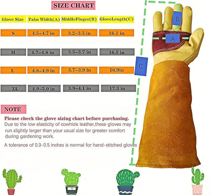 Gardening Gloves for Women/Men,Rose Pruning Long Leather Garden Gloves Thorn Proof