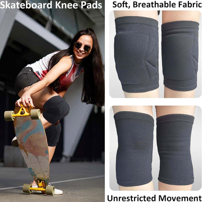 Soft Knee Pads for Dancing - Adult Kneepads for Football, Volleyball, Wrestling- Elastic and Shock-Absorbing Knee Compression Sleeve for Skating, Cycling, Mountain Biking & Working, Black XL