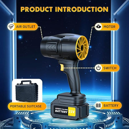 Electric Leaf Blower Cordless with 21V 2 * 3000mAh Batteries and Charger, 400,000RPM Handheld Battery Powered Leaf Blower, One-Touch Speed Adjustment, Lightweight Turbo Blower for Yard, Patio,Garage