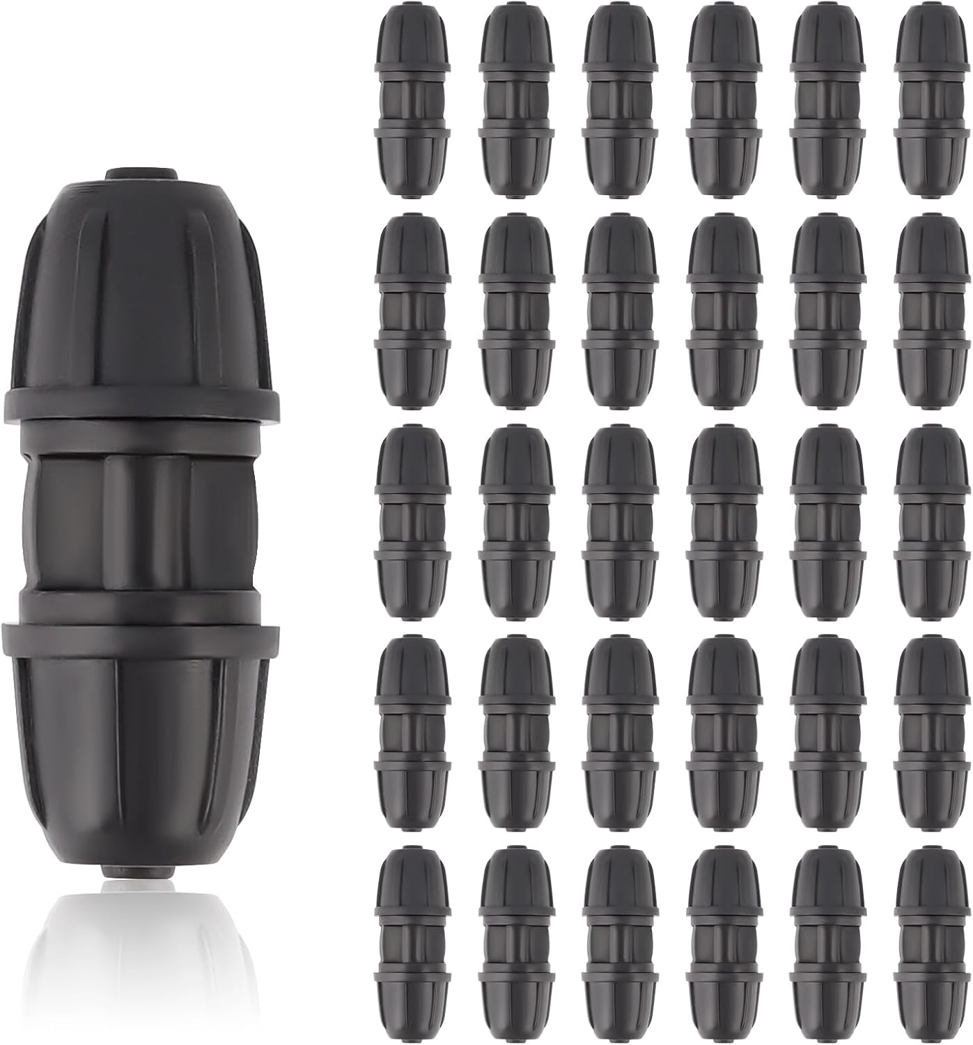 Kalolary 30PCS Drip Irrigation Fittings 1/4" Irrigation Tubing Coupling Lock Barbed Coupling for Drip Irrigation Tubing Anti-Drop Irrigation Coupling for Garden Drip Irrigation Parts