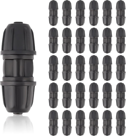 Kalolary 30PCS Drip Irrigation Fittings 1/4" Irrigation Tubing Coupling Lock Barbed Coupling for Drip Irrigation Tubing Anti-Drop Irrigation Coupling for Garden Drip Irrigation Parts