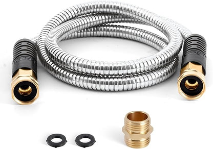 Cesun Short Garden Hose 5 ft, Small Metal Leader Hose, Drinking Water Hose, Flexible, Lightweight Stainless Steel Water Pipe for RV, Outdoor, Yard, 5ft x 5/8", Female to Female