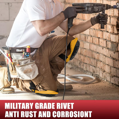 Professional Knee Pads for Work Construction with Heavy Duty Cap Foam Padding Gel Cushion Knee Pads for Men, Comfortable Adjustable Strong Strap, Military Grade Rivet for Flooring Gardening, Yellow