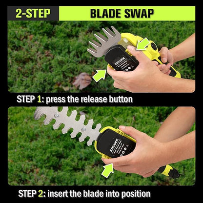KITLUCK 8V Cordless 2-in-1 Grass Shear & Hedge Trimmer,Handheld Electric Grass Trimmer Hedge Shears/Grass Cutter Rechargeable,2000mAh Battery for Yard, Garden, Lawn Care