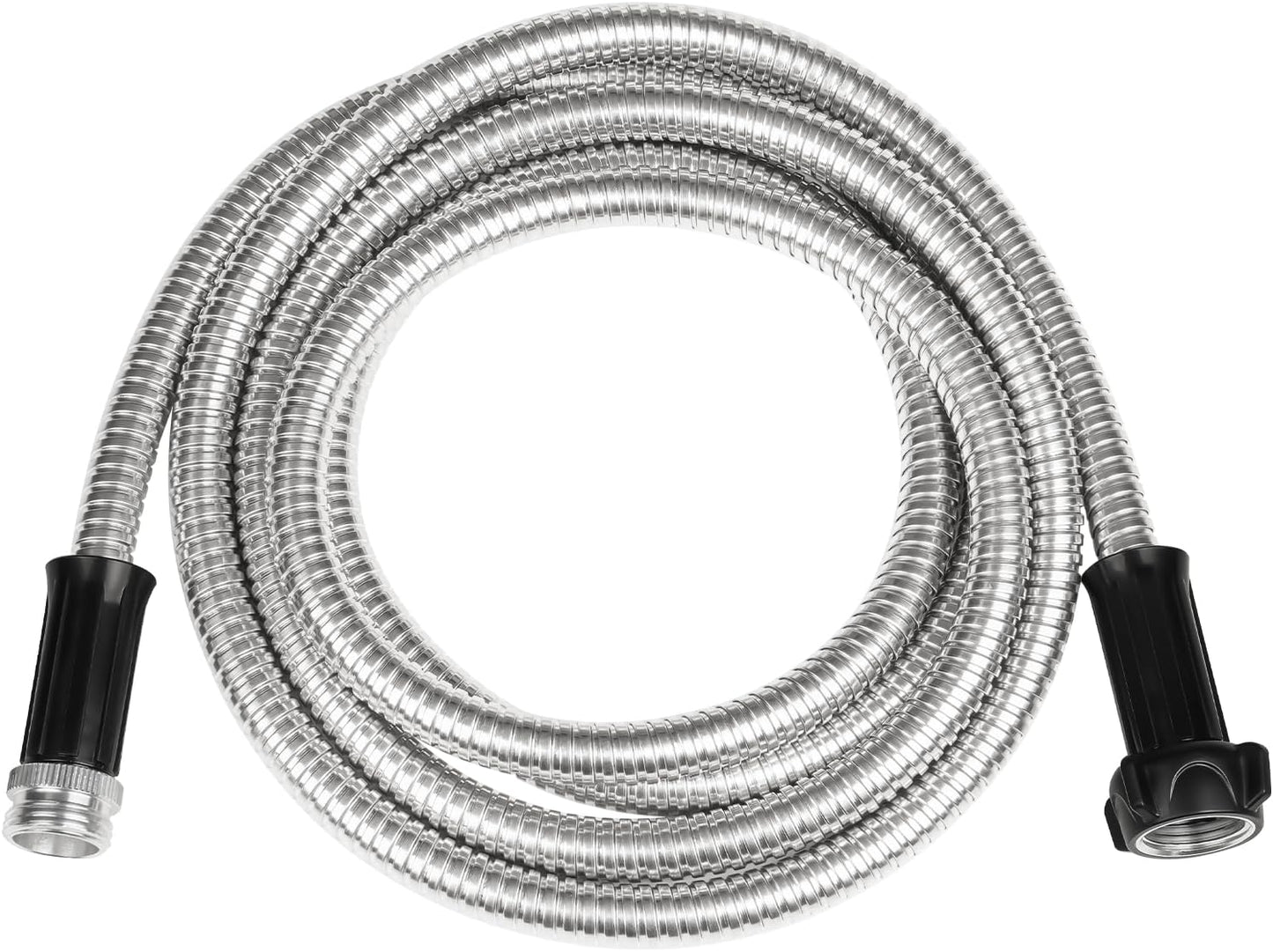 Short Garden Hose Metal Water hose Heavy Duty Stainless Steel Hose with Metal Fittings Flexible Lightweight Hose Puncture Proof for Yard, Outdoors, Rv (Unexpandable, 5FT)
