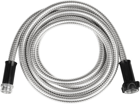 Short Garden Hose Metal Water hose Heavy Duty Stainless Steel Hose with Metal Fittings Flexible Lightweight Hose Puncture Proof for Yard, Outdoors, Rv (Unexpandable, 5FT)