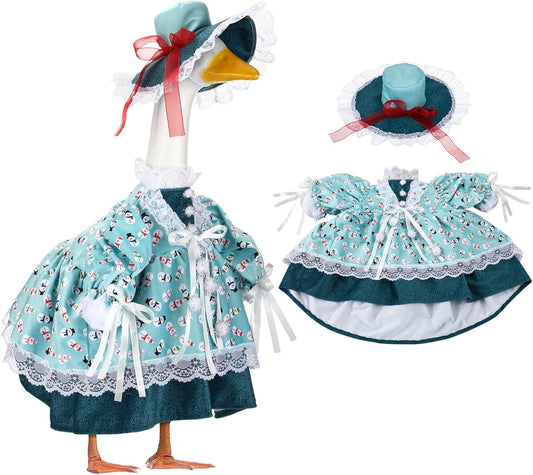 Suzile Snowman Goose Outfit Winter Dresses Christmas Clothes for 23" High Cement or Plastic Porch Goose Costume for Yard Lawn Outdoor Garden Patio Statue Xmas Holiday Decor