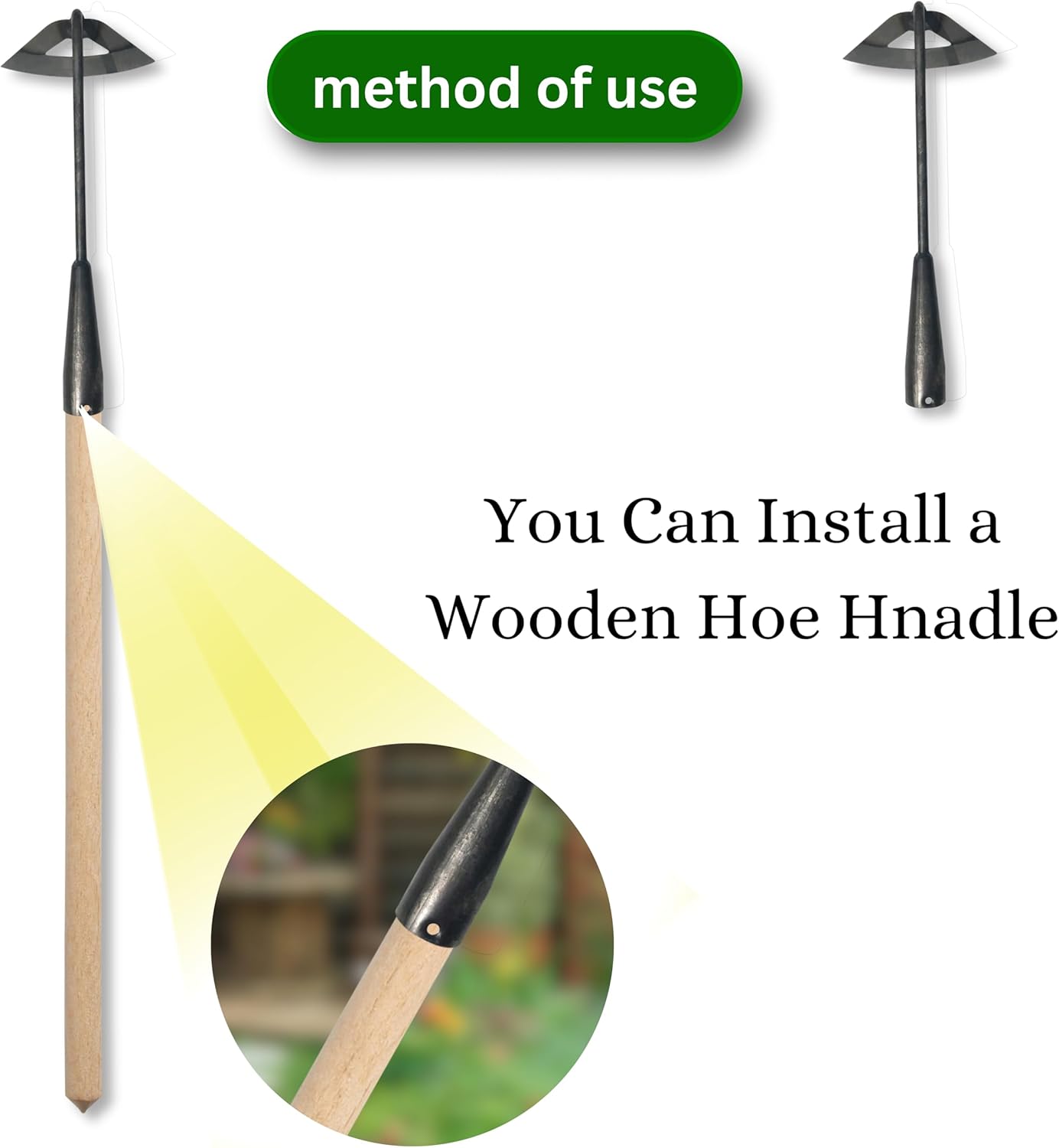 Pack of Gardening Tools Weeding Tool and Garden Hoe Weed Removal Tool with Blade Quick Weeder and Gardening Gloves (Hollow Hoe + Weeding Sickle)