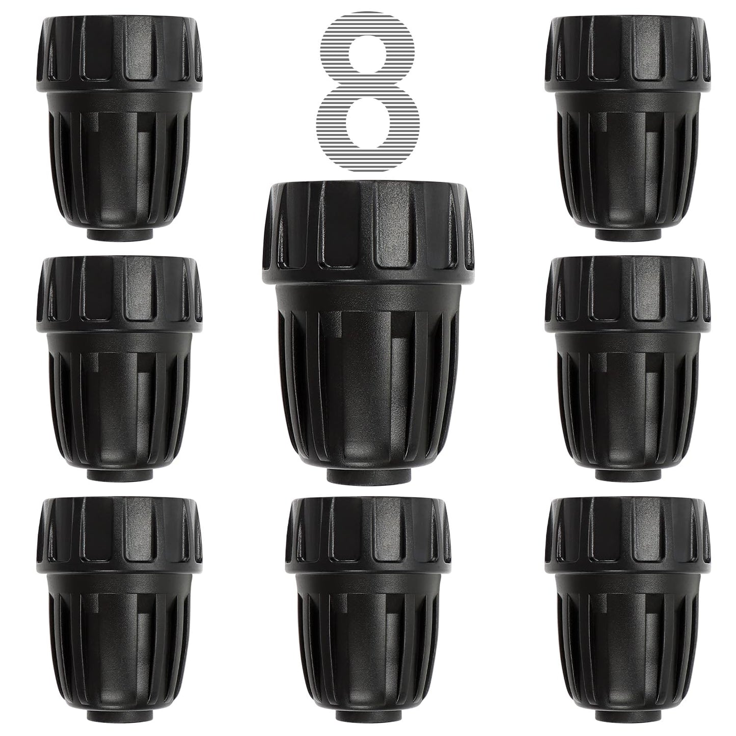 Universal 3/4 Inch Female Pipe Thread to 1/2 Inch Drip Irrigation Tubing Adapter, 8 Pack 1/2 In. Barbed Drip Line x 3/4 In. Faucet PVC Adapter Connect 3/4" FHT Garden Faucet Hose Bibb