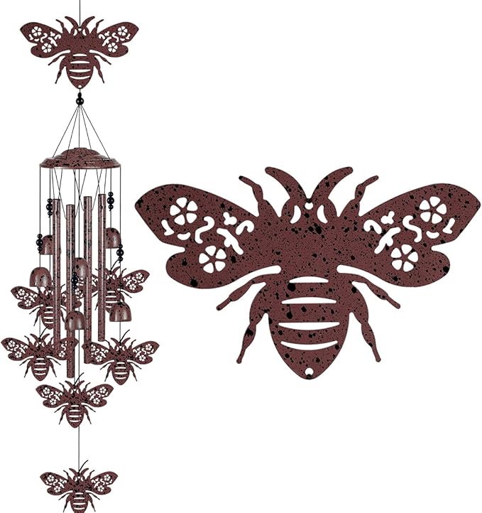 37" Bees Wind Chimes Outdoor Decoration, Memorial Wind Bells, Mobile Chimes, Blessing Wind Chime, Romantic Wind Catcher, Bee Decor, Bee Wind Chimes Gifts for Mom, Home, Balcony, Tree, Festival, Garden
