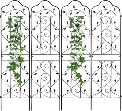 hogardeck 4 Packs 60 * 18 inch Metal Garden Trellis for Climbing Plants Outdoor,Heavy Duty,Black Coating Rustproof Trellis for Rose, Vegetable, Flowers, Expandable,Perfect for Training Climbing Plants