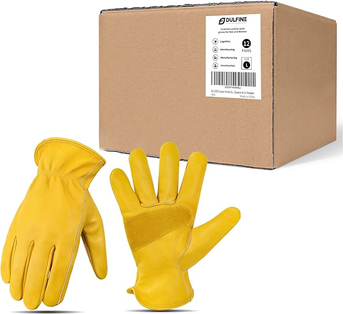 Leather Work Gloves for Men & Women, Reinforced Durable Gardening Gloves,Cowhide Work Gloves,Puncture & Cut Resistant