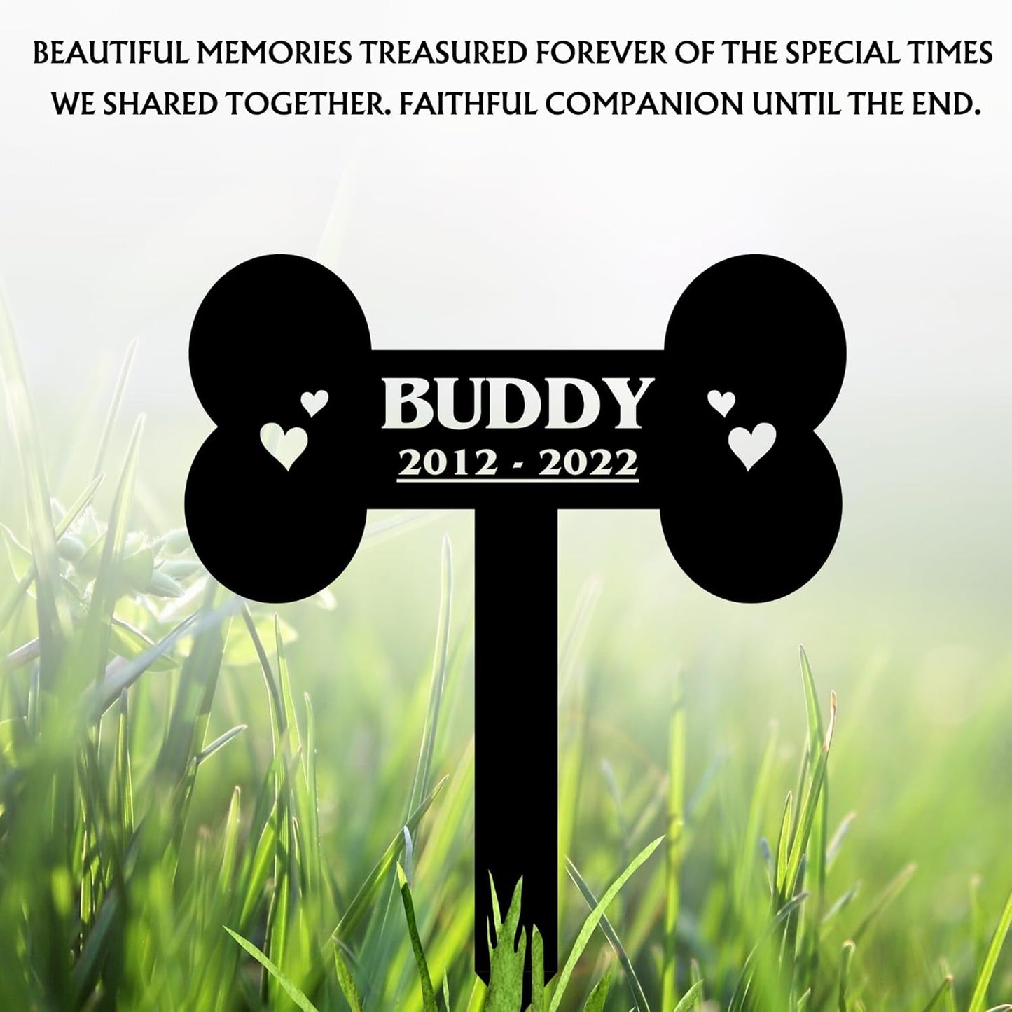 Personalized Cat Grave Marker | Custom Outdoor Pet Memorial Headstone Engraved with Name & Lifespan | Weatherproof Metal Tombstone for Pet Cemetery | Multiple Sizes and Color Finishes