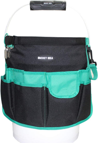 MELOTOUGH Bucket Caddy Organizer Bucket Tool Organizer for Garden Tools Fit 3.5 to 5 Gallon Bucket (Green)