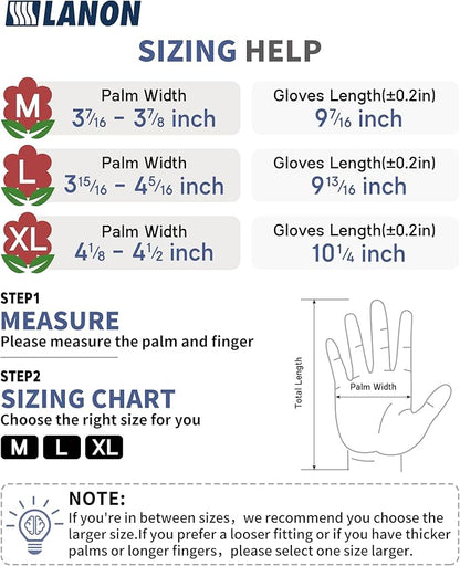 LANON Gardening Gloves for Men Women, 2 Pairs Nitrile Coated Garden Gloves with Grip, Breathable B.COMB AIR Technique, Dusty Olive & Bluebird, Large