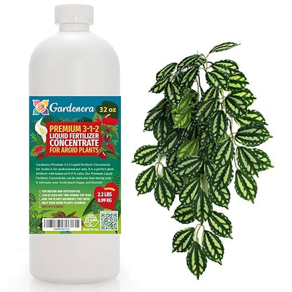 Premium Liquid AROID Plant Fertilizer - 3-1-2 Concentrate for Indoor Plants and Flowers by Gardenera | Organic Plant Food for AROIDS - 32oz