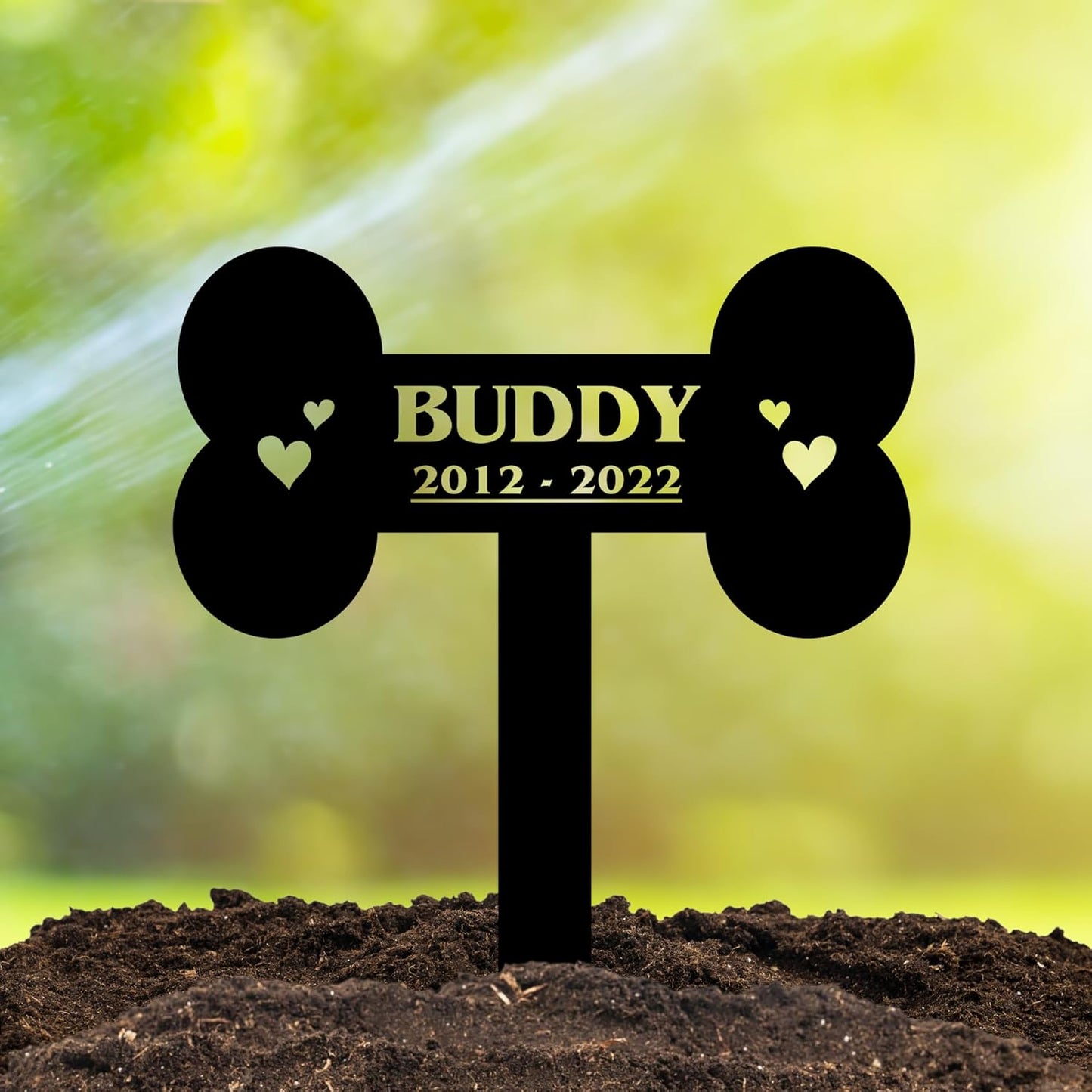 Personalized Cat Grave Marker | Custom Outdoor Pet Memorial Headstone Engraved with Name & Lifespan | Weatherproof Metal Tombstone for Pet Cemetery | Multiple Sizes and Color Finishes