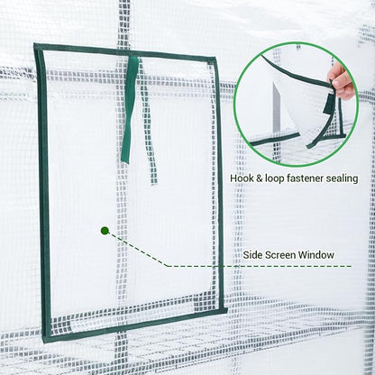 Ohuhu Greenhouse for Outdoors: 3 Tiers 12 Shelves Walk-in Indoor Green House Heavy Duty Plant Stands Reinforced Plastic PE Cover Mini Portable Warm House for Outside, 4.8x2.5x6.4 FT