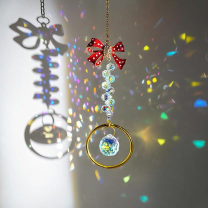 H&D HYALINE & DORA Crystal Suncatcher Rhinestones Bow-Knot Pendant Garden Sun Catcher Crystals Hanging Decor for Windows Christmas Home