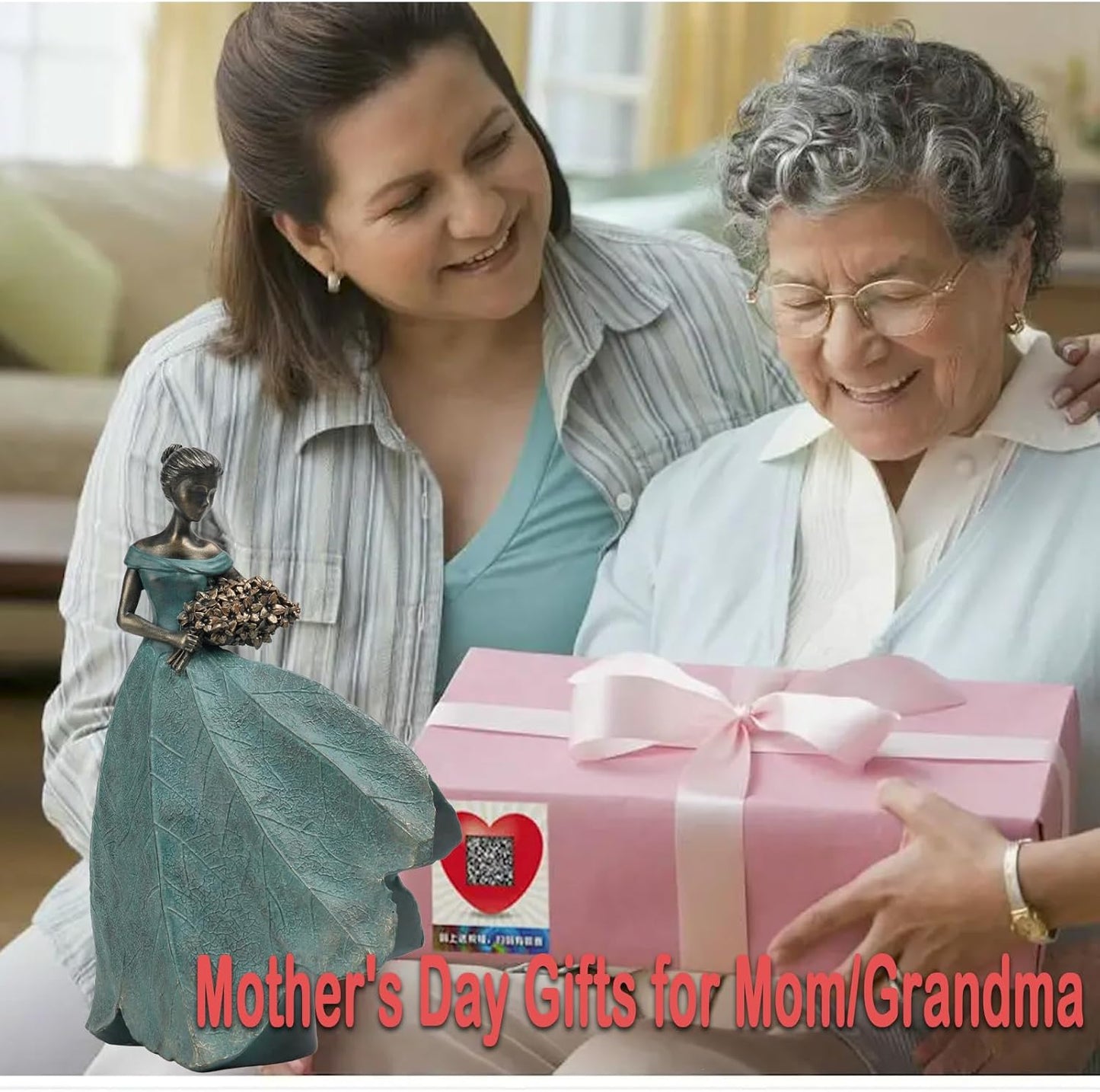 Guichifun Fairy Statue Collection Home Decoration - Leaf Angel Girls Resin Modern Table Decor for Living Room Office Sculpture Decor for Women Indoor Rustic Figurines Gift 5 x 3 x 7.5 Inch