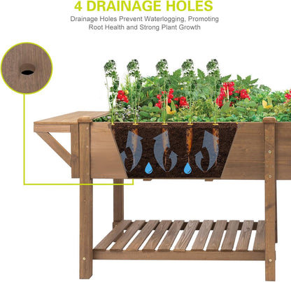 Raised Garden Bed with Legs Outdoor, Elevated Garden Box with Legs, Large Storage Shelf for Vegetable, Flower, Herb, Easy to Assemble，81x23x31 in