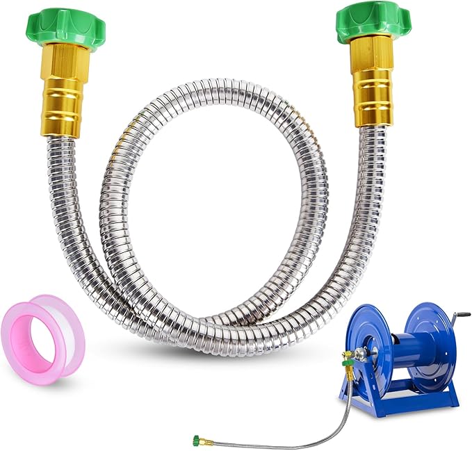 Short Garden Hose with Female to Female Connector, 3ft Metal Leakproof Hose for Hose Reel (3ft)