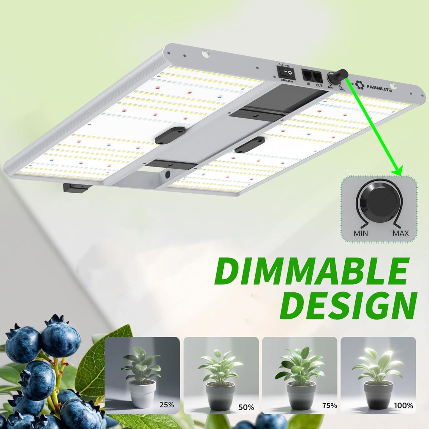 FARMLITE Grow Light for Indoor Plants Quantum Board Grow Light Full Spectrum Led Grow Lights Growing Lamp Daisy Chain Dimmable (120Watts)