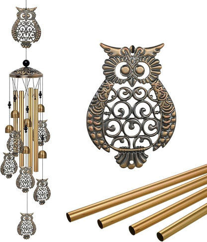 Bronze Owls Wind Chimes Decor, Mobile Blessing Wind Bells Decorate, Sympathy Wind Catcher, Memorial Gifts for Mom,Grandma,Woman (Housewarming/Outside/Indoor/Home/Room/Porch/Yard/Garden Decoration)