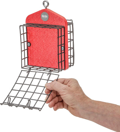 Bird's Choice Suet Feeder for Two Cakes in Red Recycled Plastic
