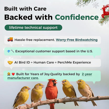 PerchMe® 2025 New AI Bird Feeder with Camera Solar Powered -2K HD Live View,Smart Bird House Camera Wireless Outdoor,DIY Add-ons,Pefect Birding Gift for Parents & Families