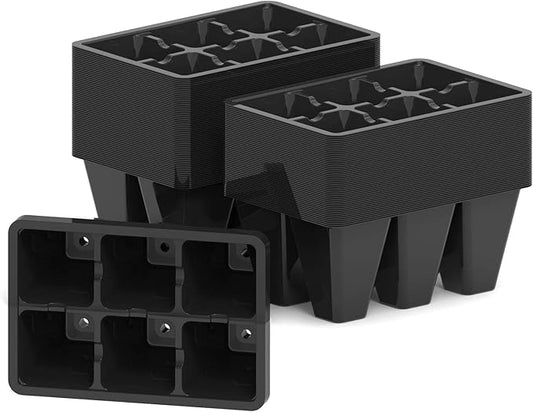 Gardzen 120 Pack 6-Cell Seed Starting Tray for Seedlings, Plant Starter Trays with Drainage Holes for Seed Germination, 5.4x3.7 inches, Black
