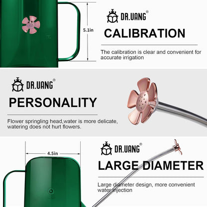 Watering Can Indoor for House Plants Small Watering cans with Long Spout Flower Model Sprinkler Head 1.2L (Green, 1.2L)