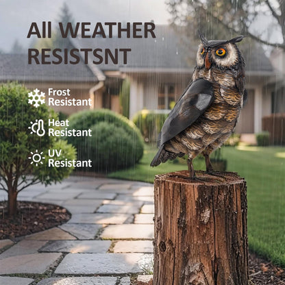 Natelf Garden Owl Sculptures & Statues, Standing Metal Bird Yard Art Sculpture for Patio Backyard Pond Outdoor Decorations (Brown-1)