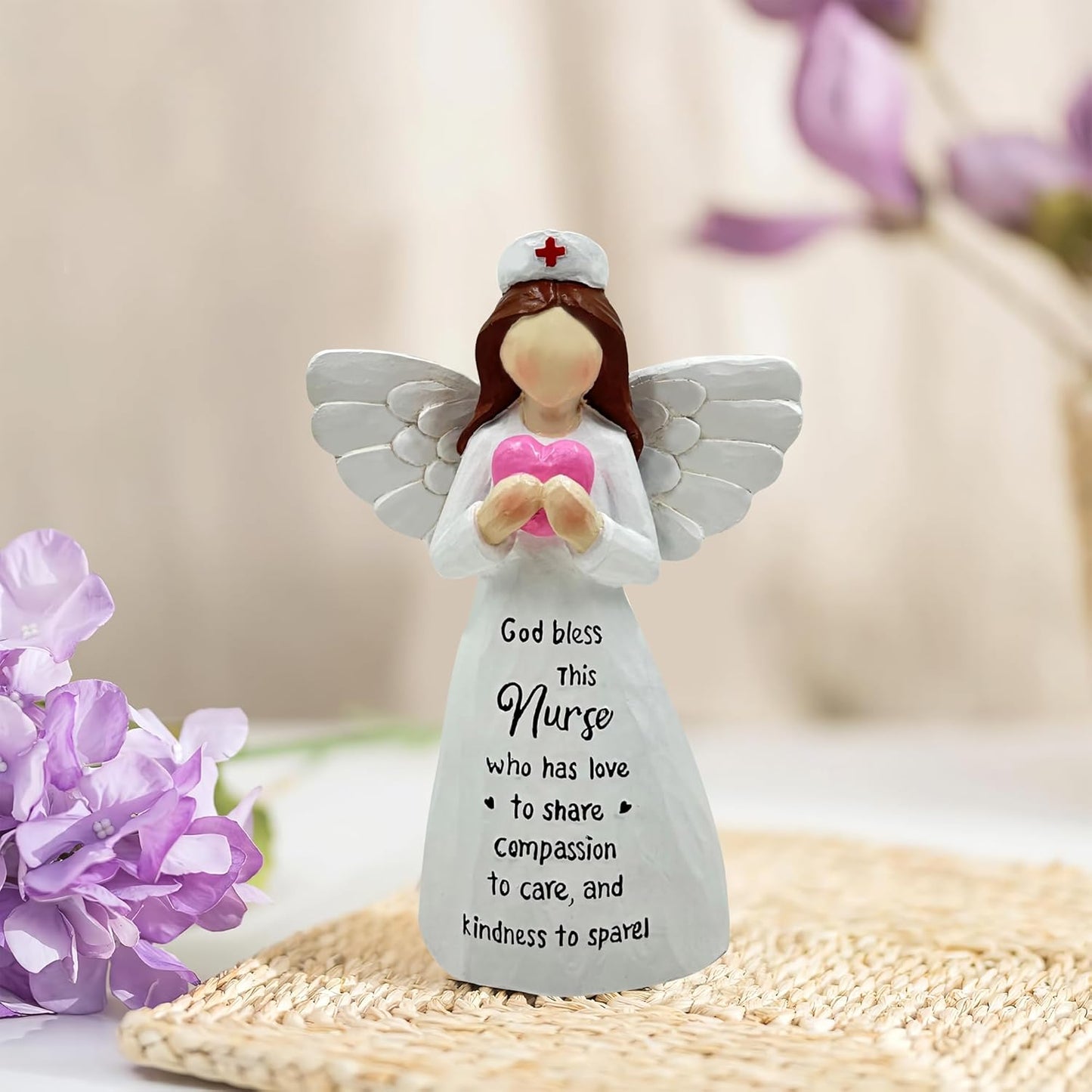 Nurse Gifts, Nurse Graduation Angle Figurine, Thoughtful Tabletop Decoration, Gifts for Women, Nurses, Female, Healthcare Workers, and Medical Graduates, Hand-Painted 5.9 Inches Resin Doll