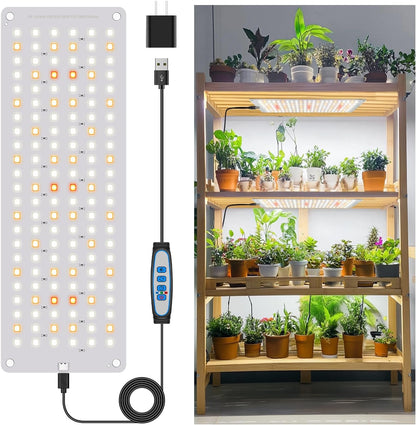 Grow Lights for Indoor Plants, Full Spectrum Under Shelf Plant Lights for Growing Seedling, Light and Thin 138 LED Grow Lamp Panel with 6/12/16H Timer, 3 Light Modes, 5 Dimmable