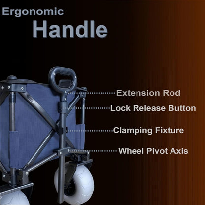 Beach Cart，Beach Wagon with Big Wheels for Sand，Retro Blue Style，Load-Bearing Capacity of 220 pounds,Suitable for Outdoor Camping Storage and Transportation（Blue）